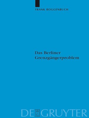 cover image of Das Berliner Grenzgängerproblem